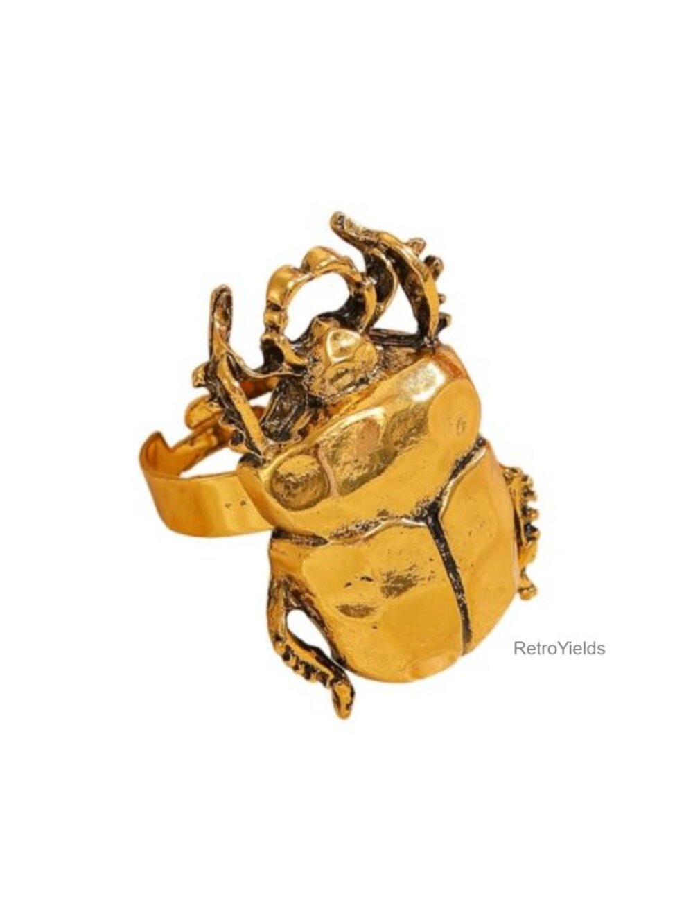 Chunky Cicada Scarab Beetle Open Finger Ring Adjustable Gothic Statement